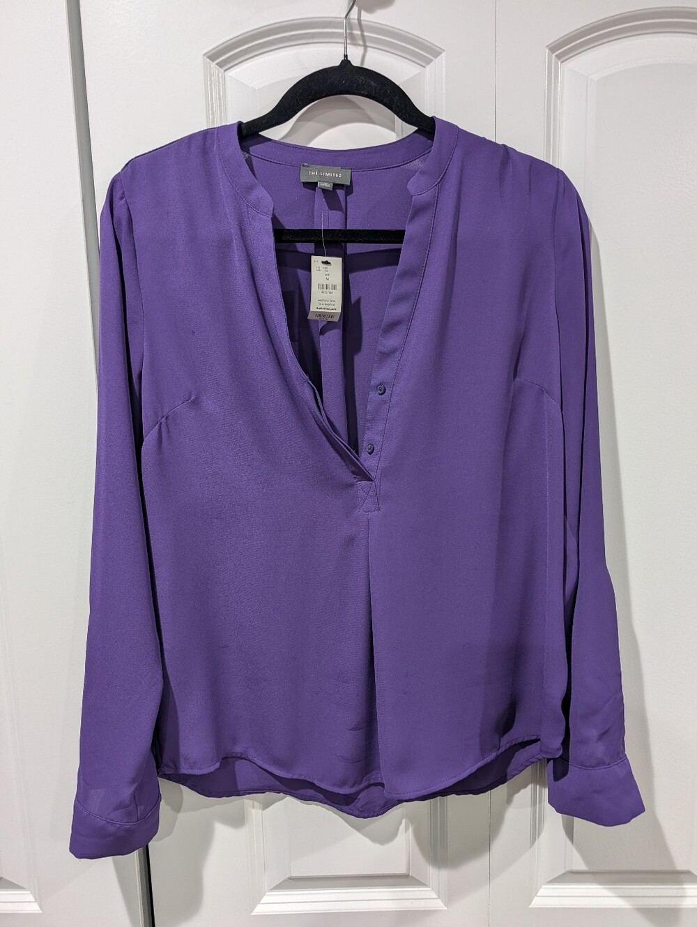NWT The Limited Purple Long-Sleeve / Transitional V-Neck Blouse